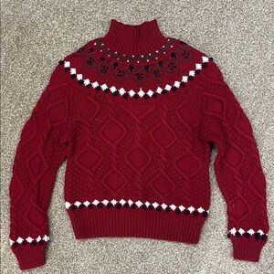 Vintage Fair Isle Cable Knit 100% Cotton Hand Knit Sweater